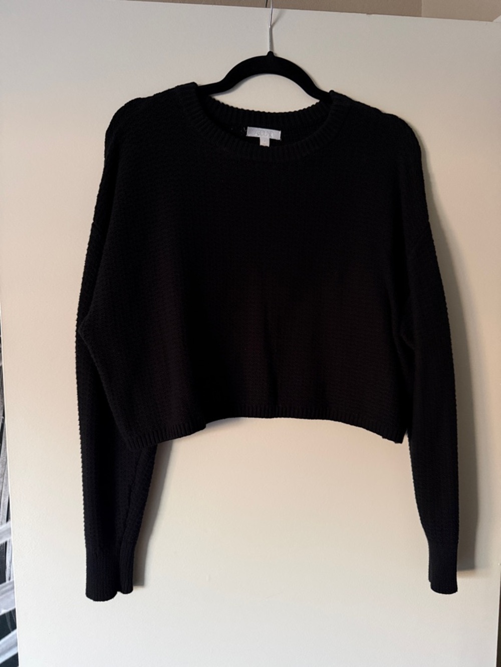 Abound Black Cropped Knit Sweater Top